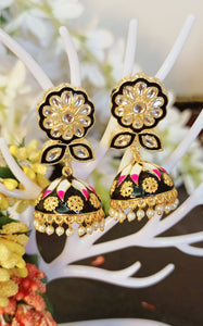 Bihu Black Meenakari Art Earrings freeshipping - CASA ROZEN