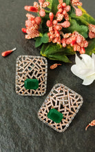 Load image into Gallery viewer, Niqsa Green Emerald Crystal Stone CZ Earrings freeshipping - CASA ROZEN
