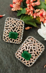 Niqsa Green Emerald Crystal Stone CZ Earrings freeshipping - CASA ROZEN