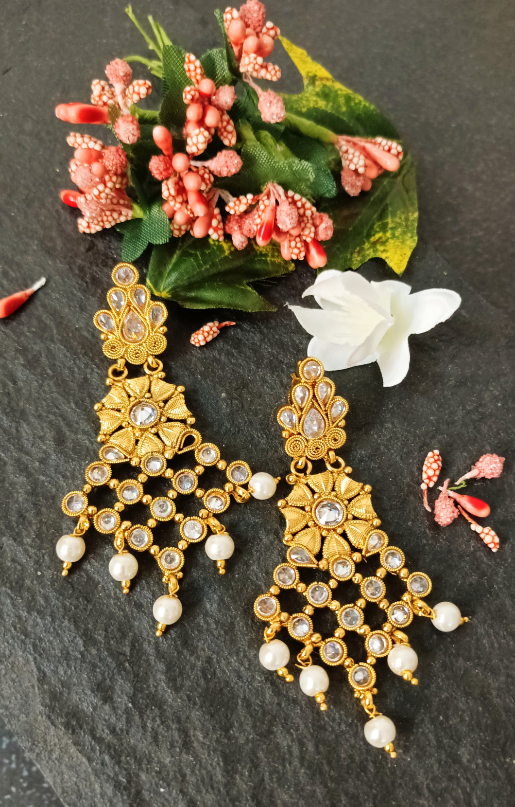Konar Crystal Kundan Earrings freeshipping - CASA ROZEN