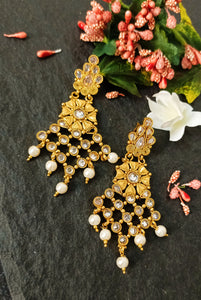 Konar Crystal Kundan Earrings freeshipping - CASA ROZEN