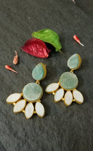 Load image into Gallery viewer, Kesin Shell Pearls Aquamarine Stone Earrings freeshipping - CASA ROZEN

