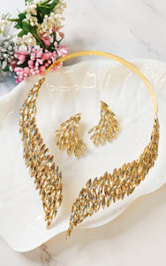 Isa-Bella Golden Glaze Stones Statement Neckpiece Set freeshipping - CASA ROZEN