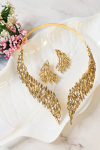 Isa-Bella Golden Glaze Stones Statement Neckpiece Set freeshipping - CASA ROZEN