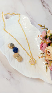 Aina Pink Rose Quartz Natural Stone Pendant Chain freeshipping - CASA ROZEN