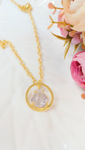 Aina Violet Round Natural Tumble Stone Pendant Chain freeshipping - CASA ROZEN