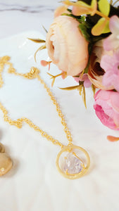 Aina Violet Round Natural Tumble Stone Pendant Chain freeshipping - CASA ROZEN