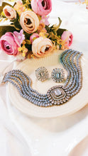Load image into Gallery viewer, Kanton CZ Grey Baati Stones Choker Set freeshipping - CASA ROZEN
