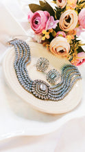Load image into Gallery viewer, Kanton CZ Grey Baati Stones Choker Set freeshipping - CASA ROZEN
