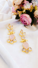 Load image into Gallery viewer, Kessin Soft Pink Carved Natural Stone Earrings freeshipping - CASA ROZEN

