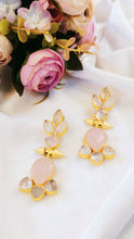 Load image into Gallery viewer, Kessin Soft Pink Carved Natural Stone Earrings freeshipping - CASA ROZEN
