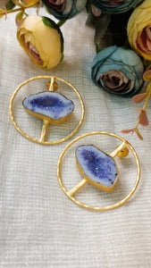 Scala Violet Troza Window Druzy Earrings