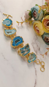 Torraz Sea Blue Agate Druzy Stones Bracelet