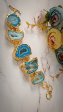 Load image into Gallery viewer, Torraz Sea Blue Agate Druzy Stones Bracelet
