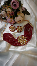 Load image into Gallery viewer, Kalingana Maroon Kundan And Semi Precious Baati Stones Choker Jewellery Set
