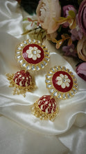 Load image into Gallery viewer, Kovalam Red Meenakari Art Earrings
