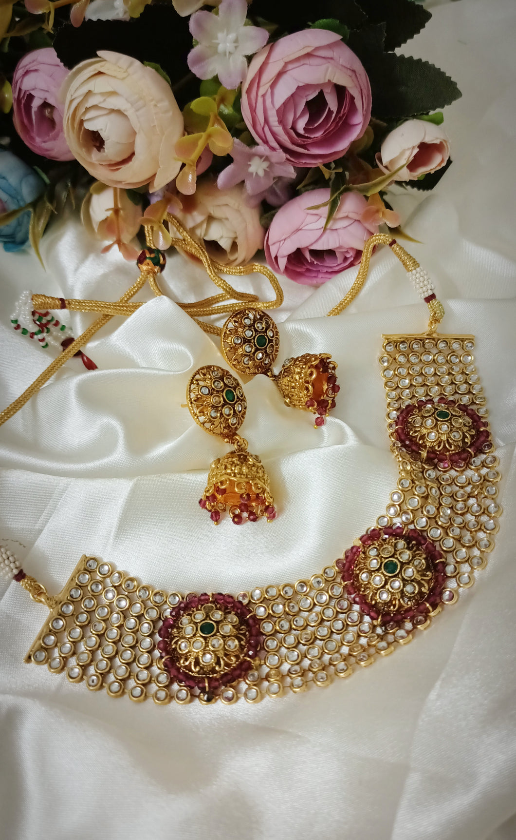 Ugaari Ruby Crystal Stone Jewelry Set