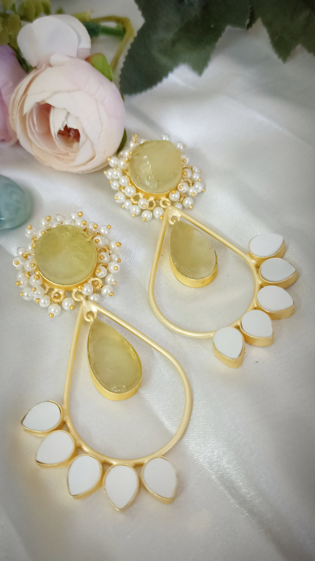 Tosska Citrine and Pearl Earrings