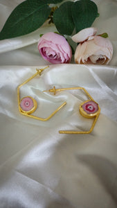 Cara Pink Eye Solar Quartz Natural Stone Earrings