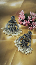Load image into Gallery viewer, Tasagi German Silver Blue Stone Earrings
