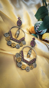 Wardani Pink Stone Premium German Silver Earrings