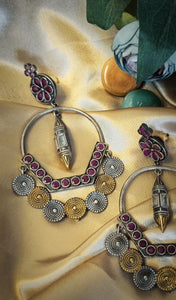 Wardani Pink Stone Premium German Silver Earrings