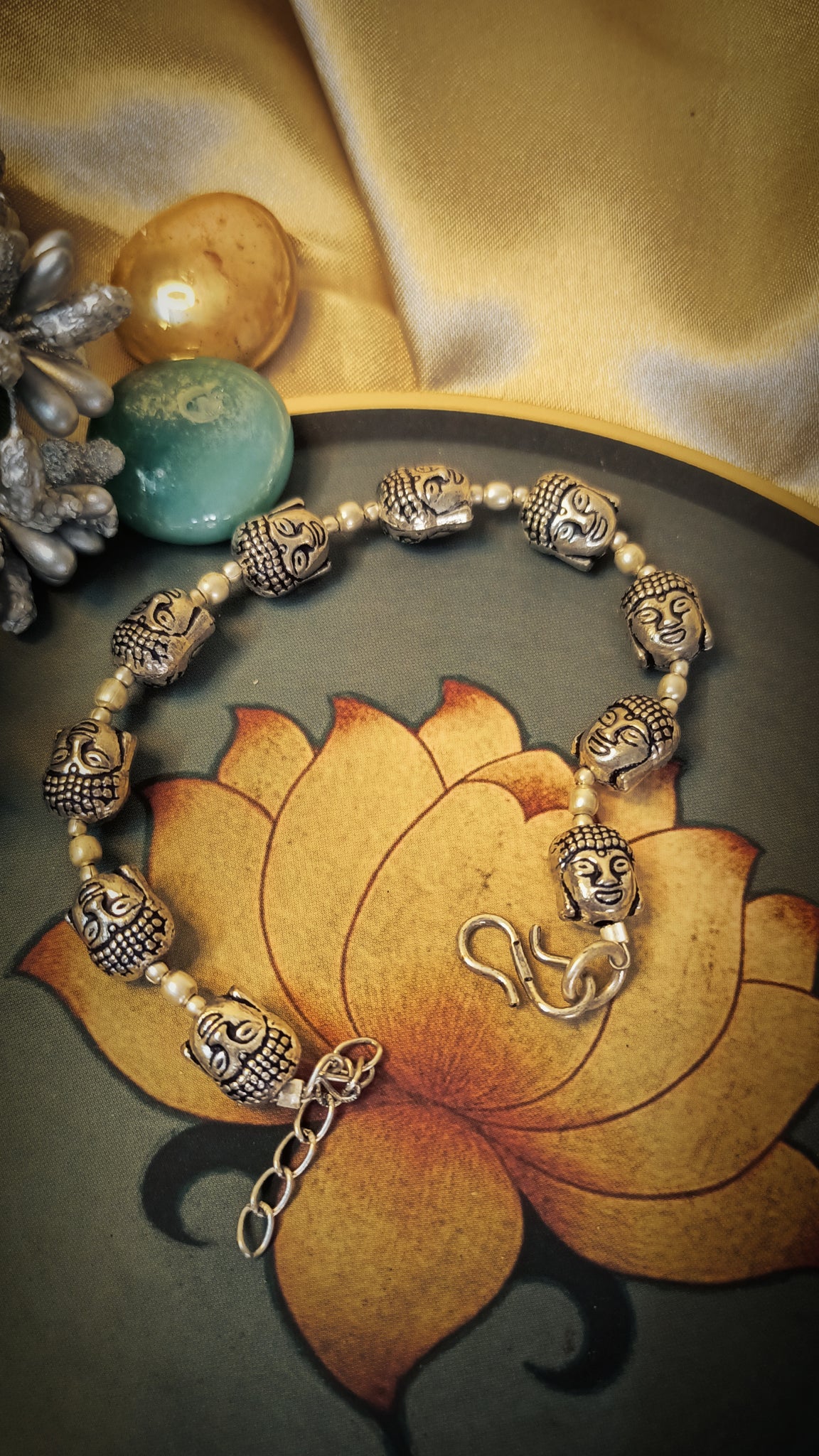 Buddha black onyx gemstone silver bracelet jewellery at ₹1250 | Azilaa