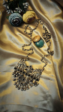 Load image into Gallery viewer, Gajatasa Black Stone Embellished Long Chain German Silver Neckpiece

