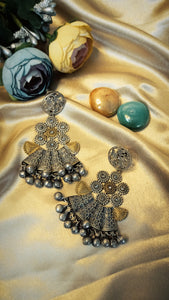 Rahal White Crystal Stone German Silver Earrings
