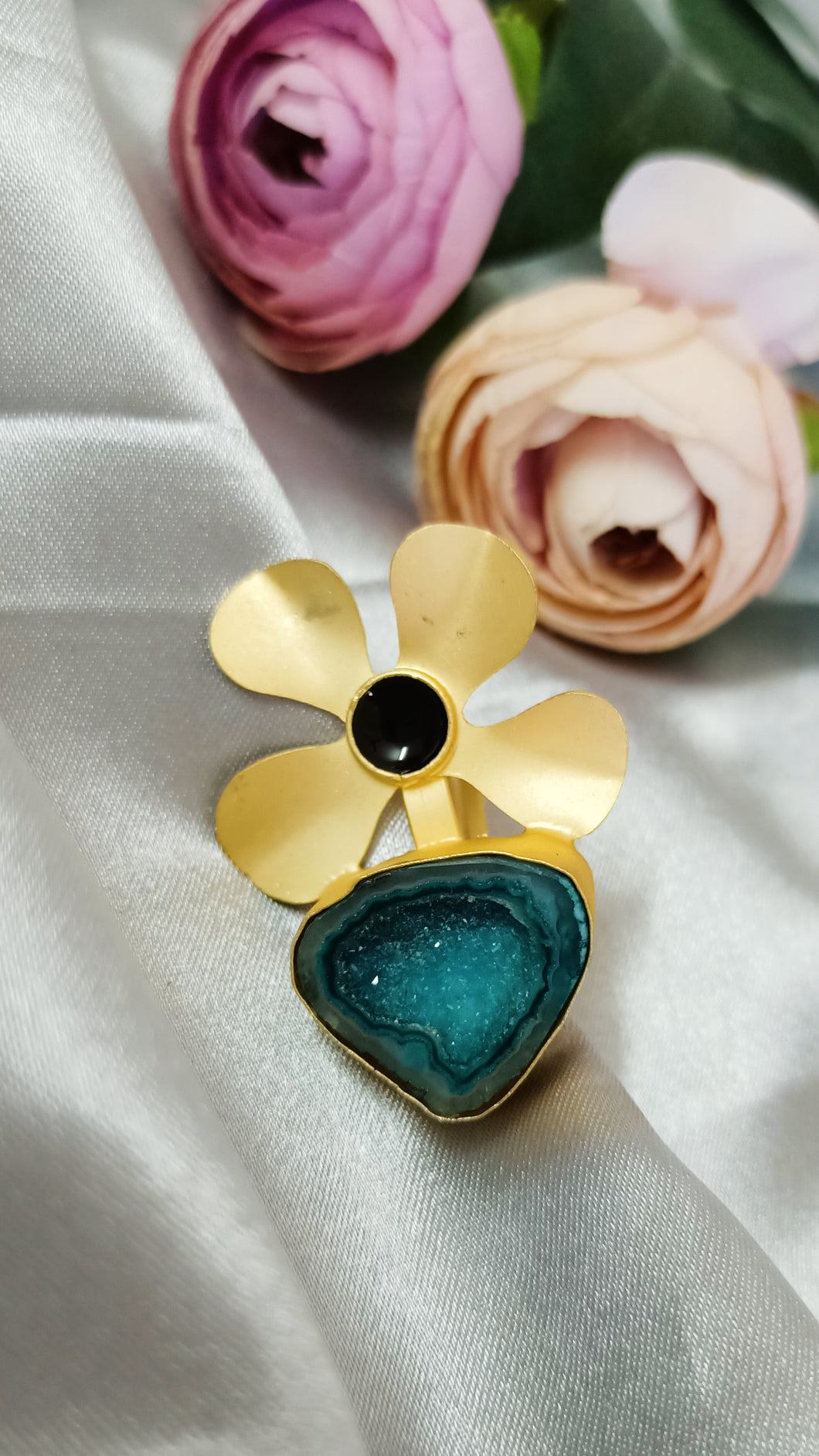Kazaan Green Druzy Stone Ring
