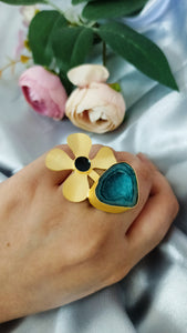 Kazaan Green Druzy Stone Ring
