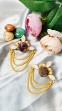 Load image into Gallery viewer, Merio Mauve Rustic Violet Hues Amethyst Stone Earrings

