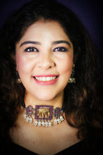 Load image into Gallery viewer, Gajananta Dark Pink Stones Choker Set

