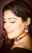 Load image into Gallery viewer, Gajananta Dark Pink Stones Choker Set
