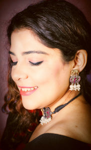 Gajananta Dark Pink Stones Choker Set