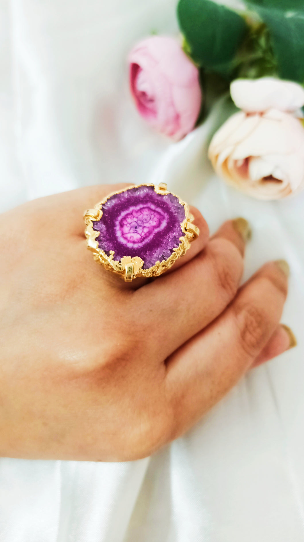 Vaze Purl Pink Solar Quartz Ring