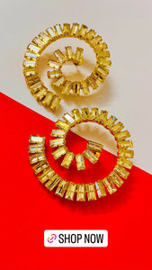 Kwassa Golden Statement Partywear Earrings