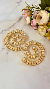 Kwassa Golden Statement Partywear Earrings